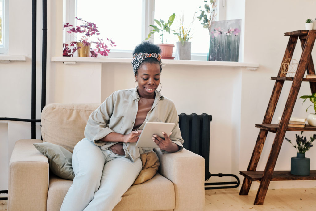 Woman smiling at church social media post